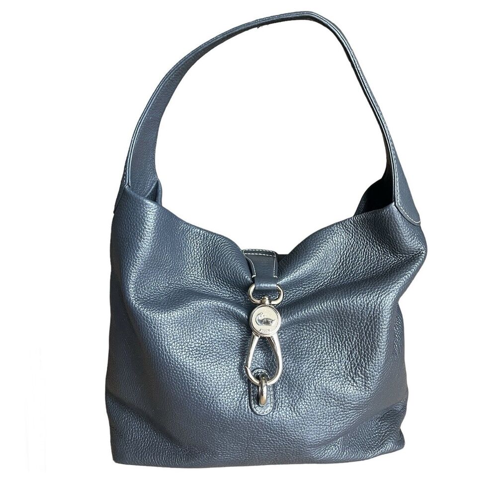 Dooney & Bourke Pebble Grain Hobo Logo Loc Sac Handbag Leather - Gray